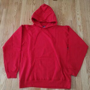 Vtg Men Hanes Ultimate Cotton Hoodie Red Pullover Sweatshirt 90s Y2K Heavyweight